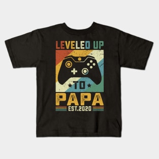 Vintage Leveled Up To Papa Est.2020 Kids T-Shirt